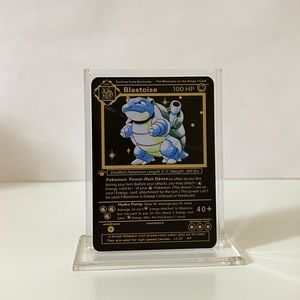 Black Pokemon Blastoise 2/102 METAL GOLD CARD Gift/ - Fan Art -